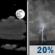 Tonight: A slight chance of showers and thunderstorms before 7pm, then a slight chance of showers and thunderstorms after 1am.  Partly cloudy, with a low around 68. North wind around 5 mph becoming south after midnight.  Chance of precipitation is 20%.