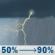 Tuesday: A chance of showers and thunderstorms, then showers and possibly a thunderstorm after 1pm. High near 86. South wind 10 to 15 mph, with gusts as high as 20 mph. Chance of precipitation is 90%. New rainfall amounts between a quarter and half of an inch possible. Tuesday: A chance of showers and thunderstorms, then showers and possibly a thunderstorm after 1pm. High near 86. South wind 10 to 15 mph, with gusts as high as 20 mph. Chance of precipitation is 90%. New rainfall amounts between a quarter and half of an inch possible.