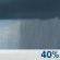 Thursday: A 40 percent chance of showers, mainly after noon.  Mostly cloudy, with a high near 46. North northeast wind 10 to 15 mph, with gusts as high as 20 mph. 