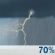This Afternoon: Showers and thunderstorms likely.  Cloudy, with a high near 77. East wind around 5 mph.  Chance of precipitation is 70%. New rainfall amounts between a quarter and half of an inch possible. 